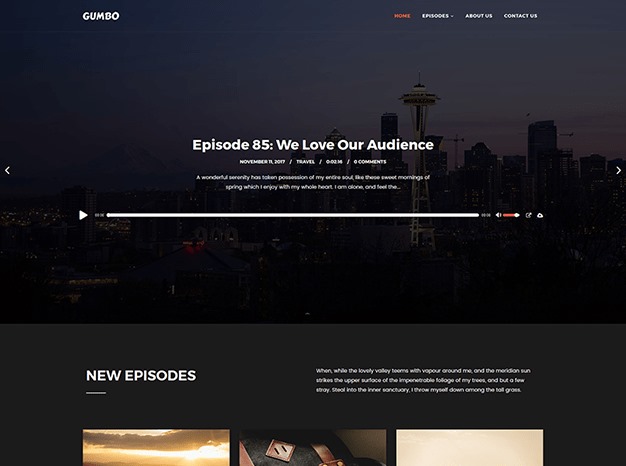 Gumbo one of the best wordPress themes for podcasts