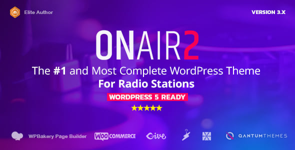 Onair2 Radio Station WordPress Theme With Non-Stop Music Player