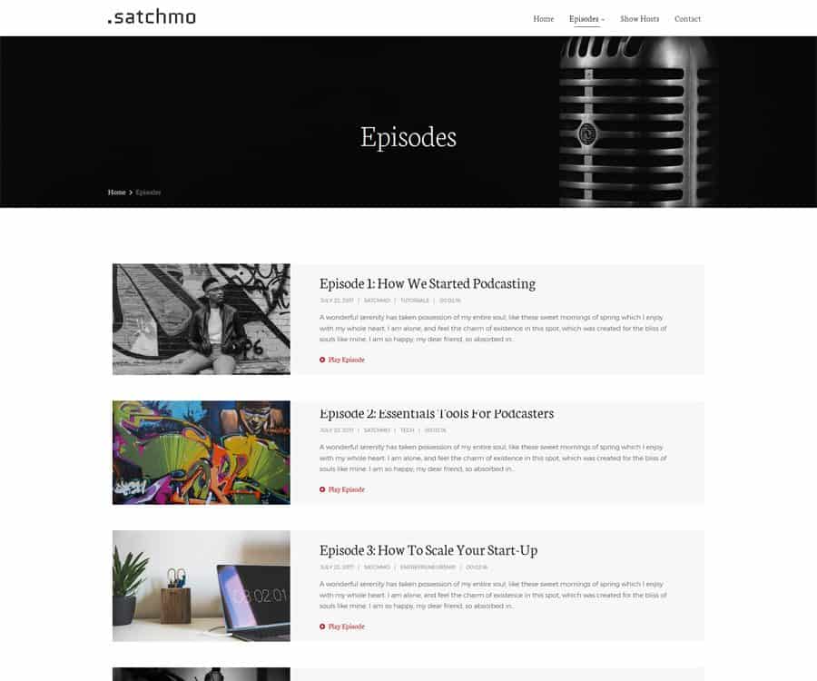 Satchmo Podcasting tool WordPress theme